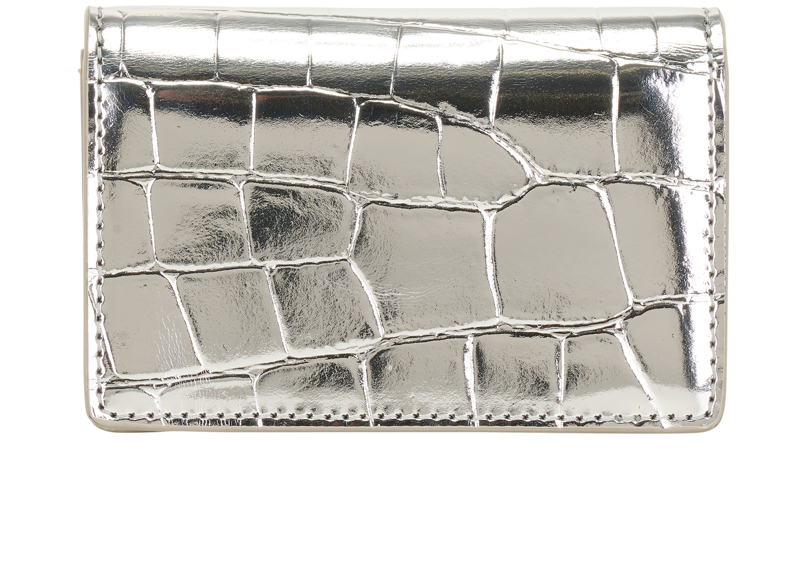 Burberry Jessie Croc-Embossed Card Wallet, &pound;150, Accessories, Silver, Leather, Back view